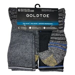 GoldToe Edition Men's Pro Sport Short‎ Crew Socks, 6 Pack Shoe Size 6-12.5 NEW